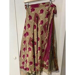 Mexicali Blues Skirt One Size Wrap Sari Layered Silk Blend One Of A Kind Multi